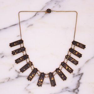 KYOTO DAMASCENE PANEL NECKLACE WITH PAGODA SCENE